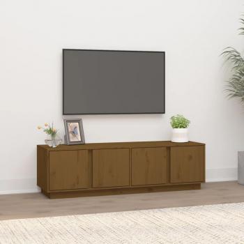 Mueble de TV de madera maciza de pino 140x40x40 cm marrón miel