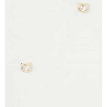 Ferragamo Women's Gold Gancini Glass Pearl Earrings - One Size