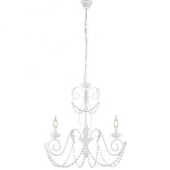 Araña de Hierro Blanco Shabby Strass Damasco Tres Luces 47x h60 cm