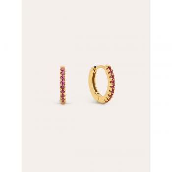 Pendientes Singularu Aro Raspberry - Elegantes Pendientes de Aro en Plata de Ley 925 con Baño en Oro de 18Kt y Circonitas - Joyas Para Mujer
