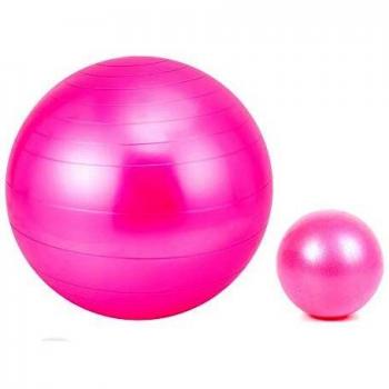 Jueachy Pelota de Ejercicio Grande 65cm 55cm con Mini Pelota Pilates de 25cm y Bomba de Aire, Fitball Pelota Gimnasia Anti-Reventones para Yoga, Embarazo, Equilibrio, Entrenamiento en Casa y Oficina