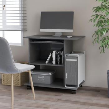 High Gloss Grey Engineered Wood Computer Desk 31.5x19.7x29.5