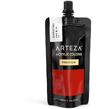 ARTEZA Pintura acrílica | Color Rojo Escarlata | Bolsa individual de 120 mililitros | Pinturas acrílicas para lienzos