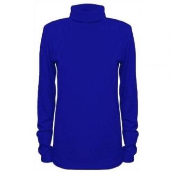 Camiseta de manga larga para mujer con cuello de tortuga liso, talla 8-26 Azul azul real 24-26