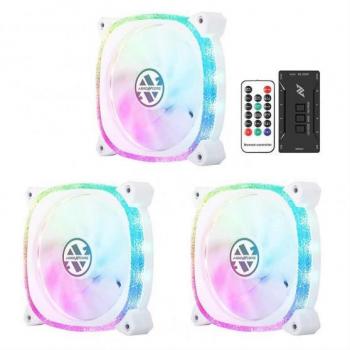 Kit 3 Ventiladores Abkoncore Spectrum Sync 120mm Remote + Control Hub Blancos