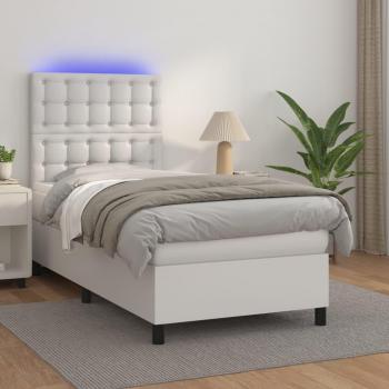 Cama solar suave con colchón y LED blanco 80x200 cm cuero sintético