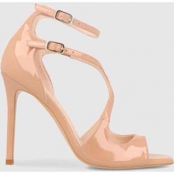 Lodi - Sandalias de tacón de mujer en charol con doble cierre color beige