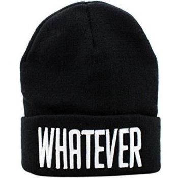 Tejer Gorra - SODIAL(R)Hombres Mujeres Invierno Whatever Beanie Sombreros Tejer Gorra (negro)