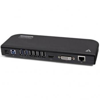 V7 Estación de carga USB Dual DisplayLink con salida HDMI DVI y 6 puertos USB, adaptador de corriente con enchufe de EE. UU., UE y Reino Unido
