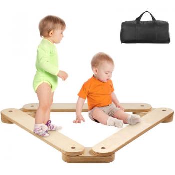 Vevor Montessori Wooden Balance Beam Stepping Stones Set for Toddlers, 3-Piece Coordination and Gross Motor Skill Development Toy