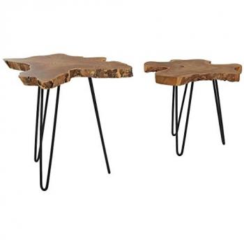 Conjunto de 2 mesas nido de madera oscura con patas negras estilo rústico Camrose