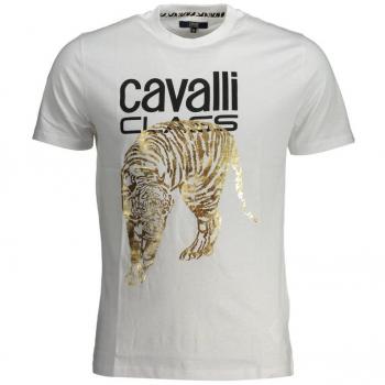 Cavalli Class White Cotton T-Shirt - XXL, Male, Print Logo, Short Sleeve