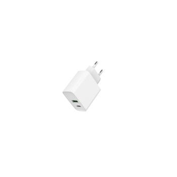 Cargador Rápido Gembird de Pared 20W con 2 Puertos USB (1x Tipo C, 1x Tipo A) - Blanco