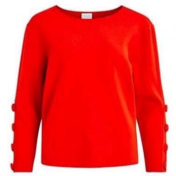 Vila Jersey Mujer Violivina Button L/S Sleeve Rojo Small Rojo