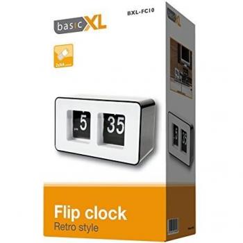 BasicXL BXL-FC10 - Reloj retro con láminas abatibles, color negro/blanco
