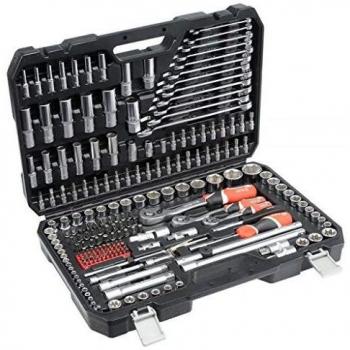 YATO Juego de Llaves de Vasos y Carraca 216 Piezas Metal Negro Trinquete Tubos