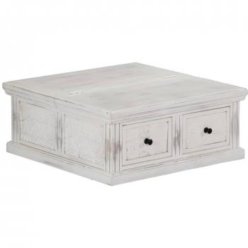White Solid Mango Wood Coffee Table 70x70x30 cm