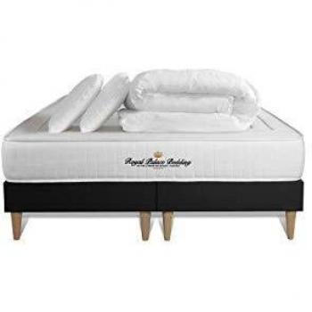Pack Colchón y Somier Royal Palace con Muelles Ensacados y Viscoelástica 2x80x200 cm, Altura 22 cm, Color Negro, Incluye Almohadas