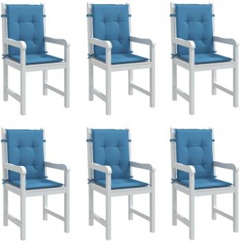 Cojines de Silla Respaldo Bajo 6 ud Tela 100x50x4 cm Color Antracita Melange, Gris Claro Melange, Gris Oscuro Melange y Azul Melange