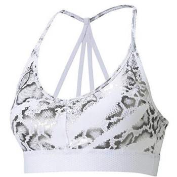 Puma Sujetador Deportivo Untamed Bajo Impacto, Color Blanco-Gris, Talla XL, Tipo: Bra de bajo impacto para mujer