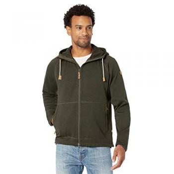 Fjällräven Övik Fleece Hoodie para Hombre, Sudadera de Forro Polar con Capucha en color Verde Militar