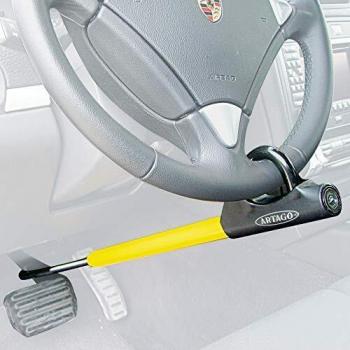 Antivol Volante-Pédale Artago 871 Alta Seguridad, Ajustable Universal, Visibilidad Mejorada, Color Amarillo y Negro