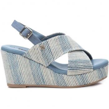 Refresh Sandalia Mujer Azul Hebilla Cuña 9cm Diseño Cruzado