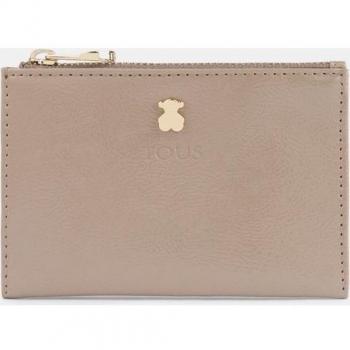 Monedero-Tarjetero Tous Dorp para Mujer en Color Gris con Bolsillo de Cremallera