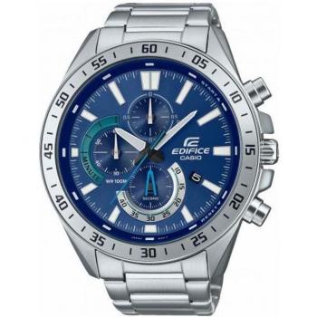 Casio Edifice Men's Silver and Blue Stainless Steel Quartz Watch EFV-620D-2AVUEF