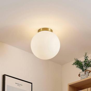 Lindby Meriala plafón de techo en latón con pantalla de Ø 30cm, hecho de vidrio, ideal para salón y comedor (1 llama, E27)
