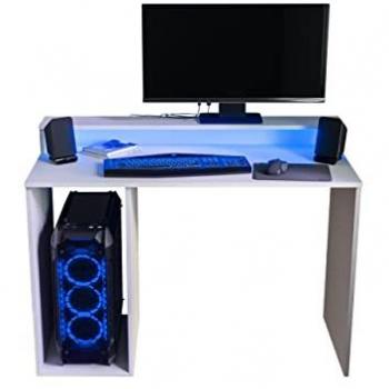 Escritorio Gaming Hartford 324 LED Blanco 106x78x48cm