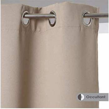 Cortina Opaca de Lino Beige 140 x 260 cm - Atmosphera