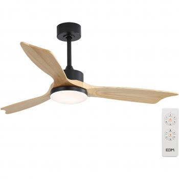 Ventilador de techo inteligente efecto madera con luz LED y control de aplicación
