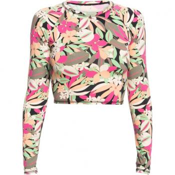 Camiseta de surf Roxy Printed para mujer, manga larga, colores rosa, naranja y verde, talla L