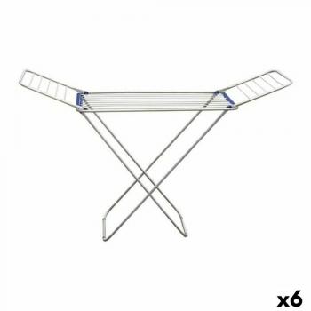 Tendedero Plegable de Aluminio Plateado y Azul 175 x 55 x 110 cm (6 Unidades)
