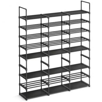 Zapatero Ajustable de 8 Niveles - Organizador para 48 Pares, Estante de Tubos de Acero y Tela no Tejida, Ahorra Espacio, Ideal para Entrada, Armario y Garaje