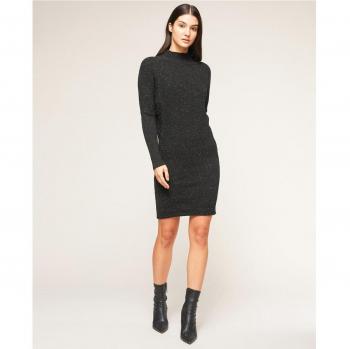 Vestido Corto de Punto con Cuello Perkins