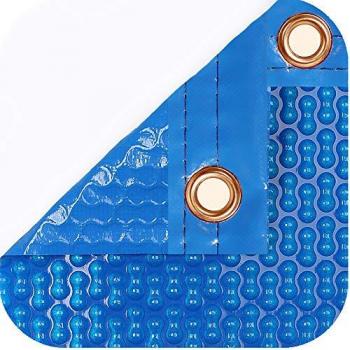Cubierta Térmica Solar para Piscina 500 Micras Geobubble CoolGuard 8,5 x 3,5m con Refuerzo en Anchos y Enrollador Telescópico de 81mm