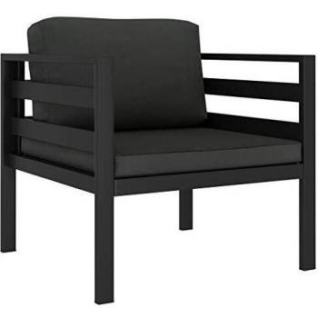 Anthracite Aluminum Single Sofa with Cushions