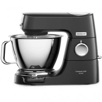 Kenwood Chef Titanium Baker KVC85.004BK - Batidora de 1200 W, tazón de 5 litros, color negro, incluye accesorios gratuitos