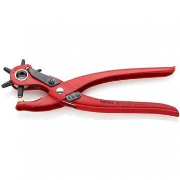Knipex 90 70 220 Revolving Punch Pliers Ø2.0-5.0mm for Leather and Textiles with 6 Punch Sizes