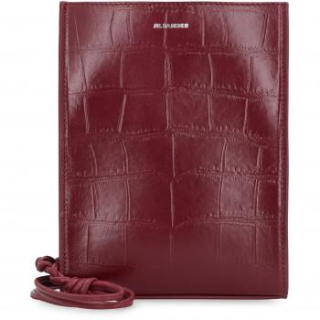 Jil Sander Women's Tangle Leather Crossbody Bag in Red-Purple (Grape) - J07WG0001P7073 Color 608, Croco Leather Crossbody Bag, ONE SIZE