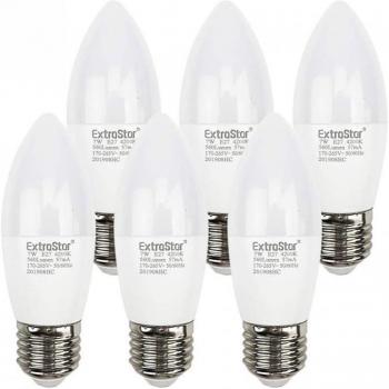 Pack 2 Bombillas LED Vela E27 7W Luz Fría 6500K para Ambiente Diurno