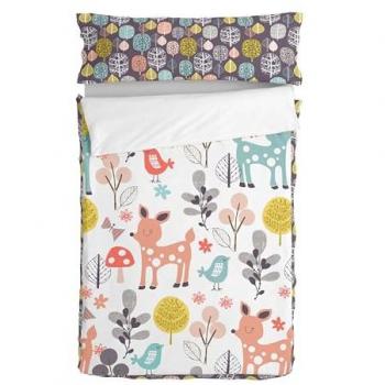Saco Nórdico sin Relleno HappyFriday Moshi Moshi Woodland Multicolor 105 x 200 cm, 100% algodón (exterior), multicolor, para cama de 105 cm