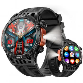 LOKMAT ZEUS 6 PRO Waterproof Smartwatch with Bluetooth Calls, Flashlight, 1.46'' Screen, Compass, and Fitness Tracker in Black