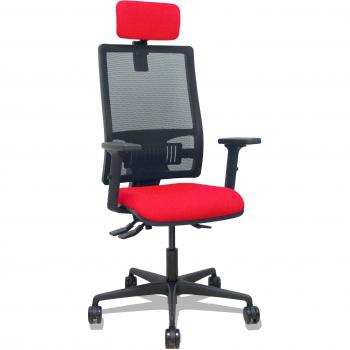 Silla Bormate asincro malla negra asiento bali rojo brazos 2D ruedas 65mm cabecero regulable