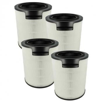 4x Filtro de carbón activo HEPA 13 reemplazo para Philips FYM860/30, 883486030771 - Filtro de aire negro y blanco