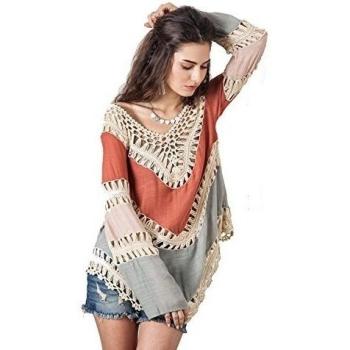 MUYBIEN - Camisola - Rayas - para mujer marrón Talla única