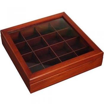 PAME 35832 - Caja de madera con 16 cajones, 25 x 25 x 6 cm