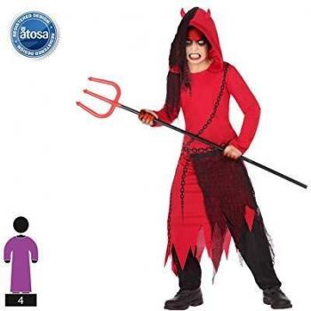 Atosa-55606 Disfraz Demonio para Niño Infantil, color rojo, 3 a 4 años.